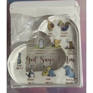 Winnie The Pooh & Friends Christian Desk Decor “God Says I “ Scripture Reference